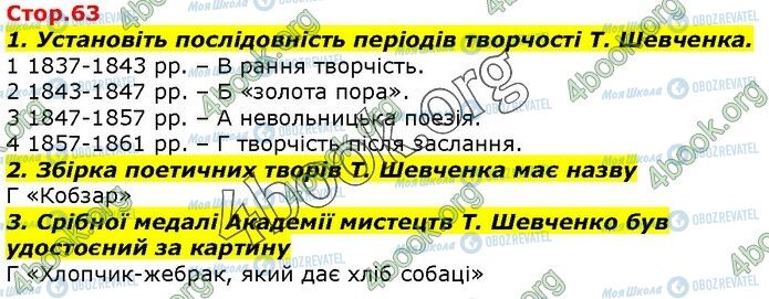 ГДЗ Українська література 7 клас сторінка Стр.63 (1-3)